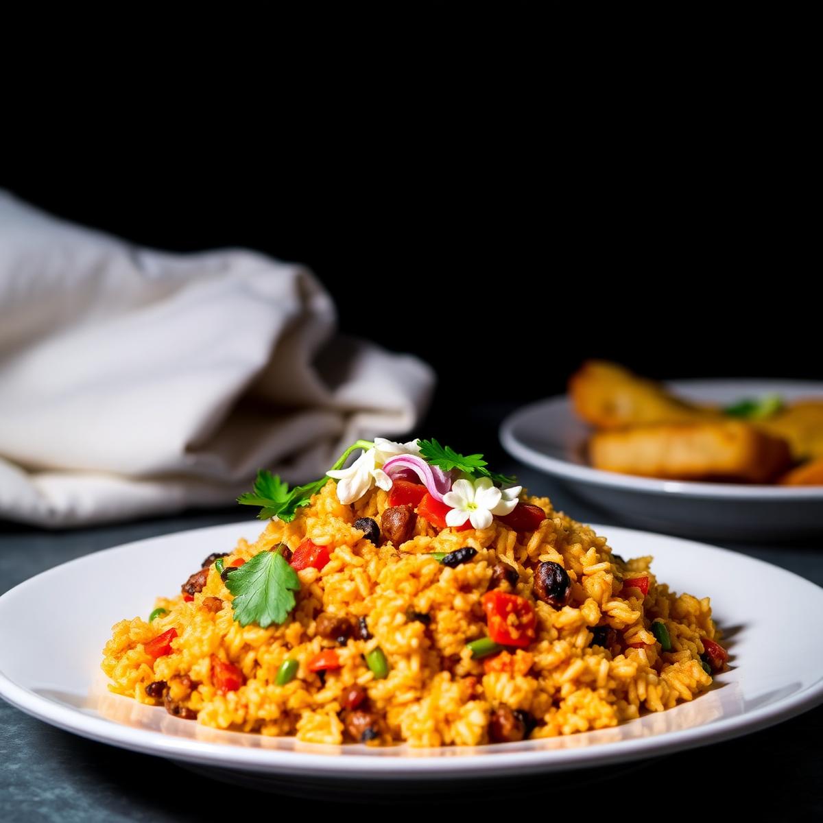 Party jollof rice plated